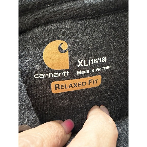 Carhartt  Women's Relaxed Fit Midweight Logo Size XL Charcoal Gray Hoodie - Picture 8 of 9
